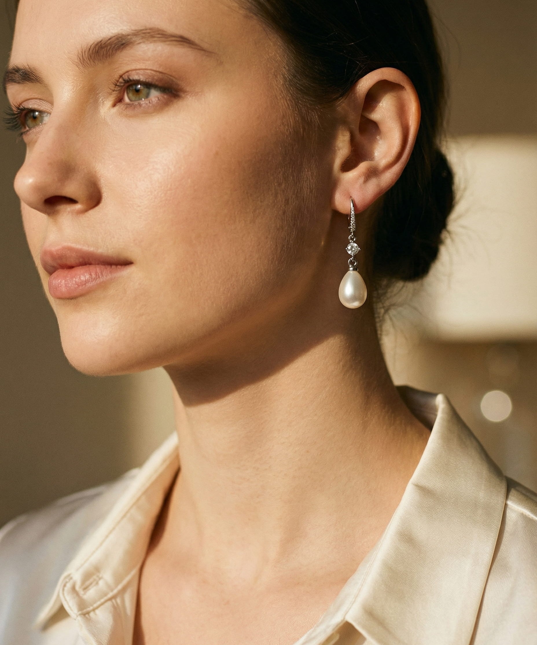 Sparkling Pearl Drop Earrings