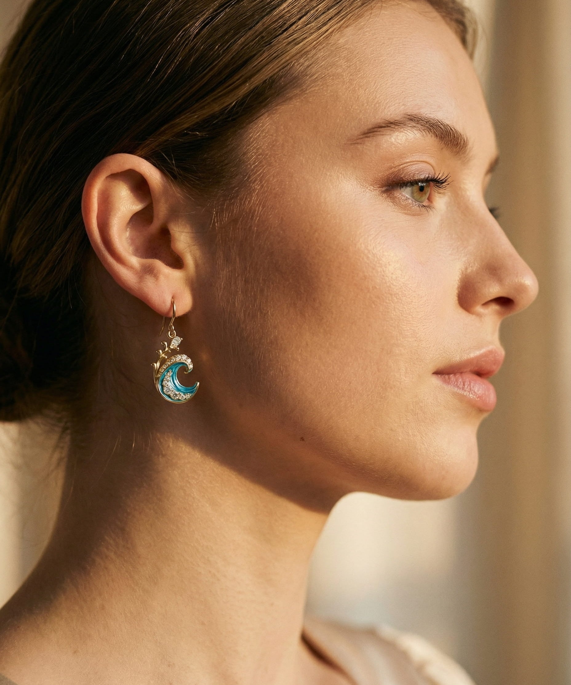Gold Sparkling Ocean Wave Earrings