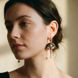 Boho Red Crystal and Pearl Earrings