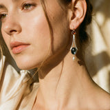 Vintage Red Crystal and Pearl Earrings