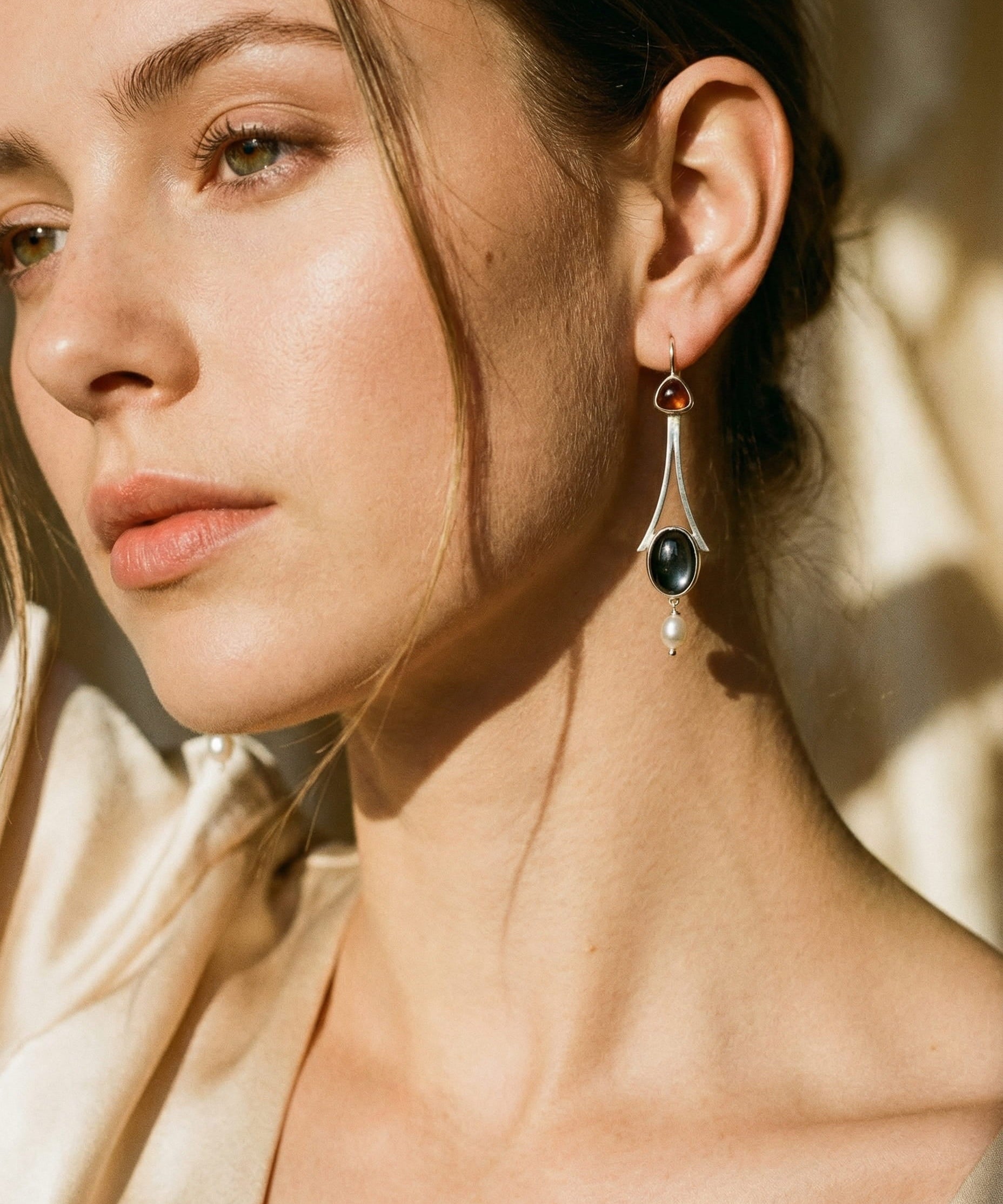 Vintage Red Crystal and Pearl Earrings