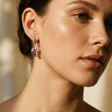 Elegant Gold Garnet Crystal Earrings