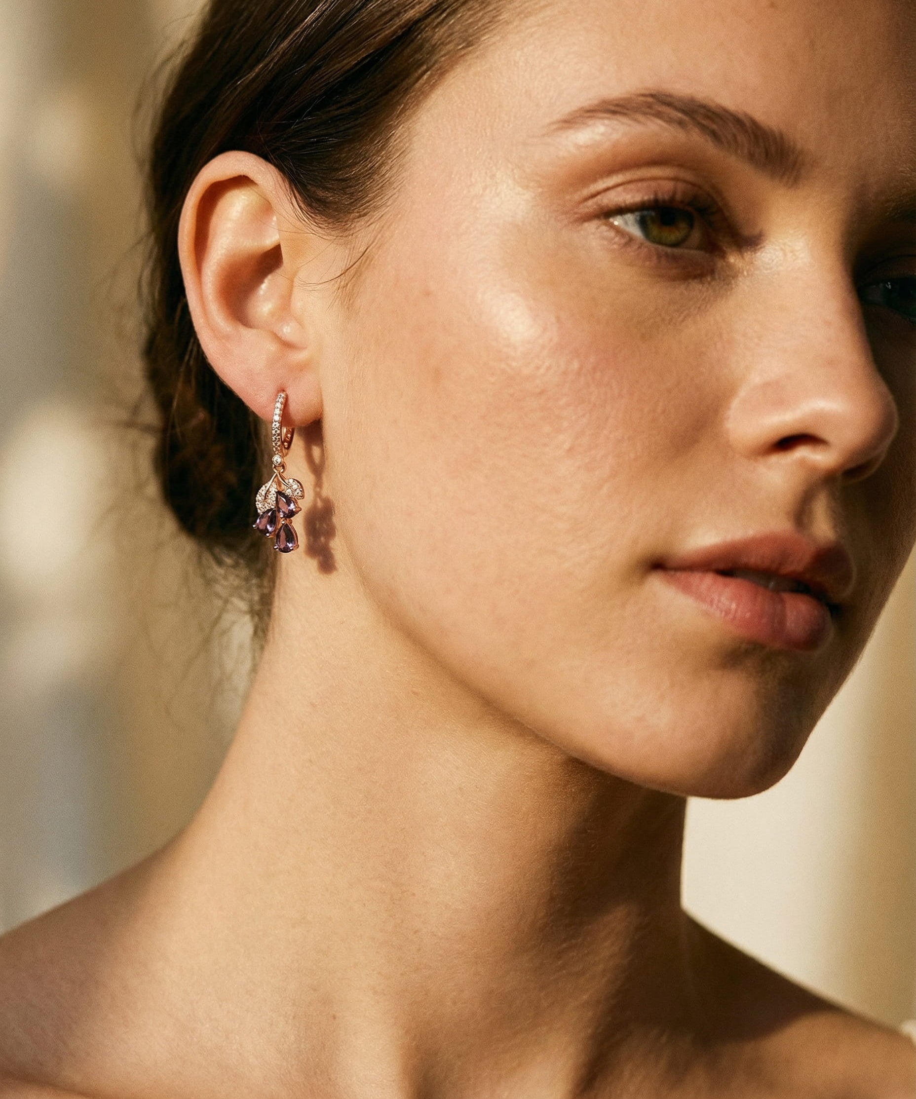 Elegant Gold Garnet Crystal Earrings
