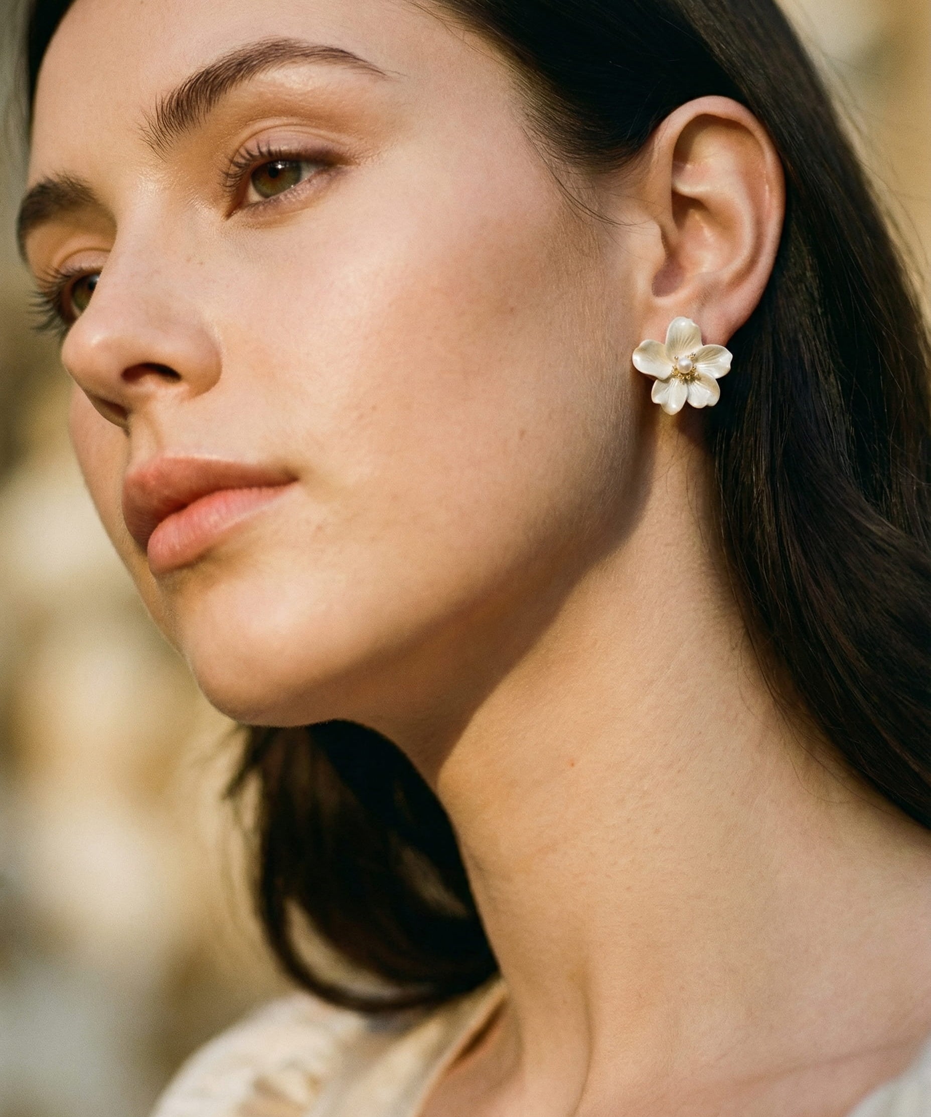 White Flower Earrings