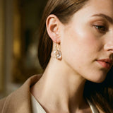 Handcrafted Gold White Crystal Earrings