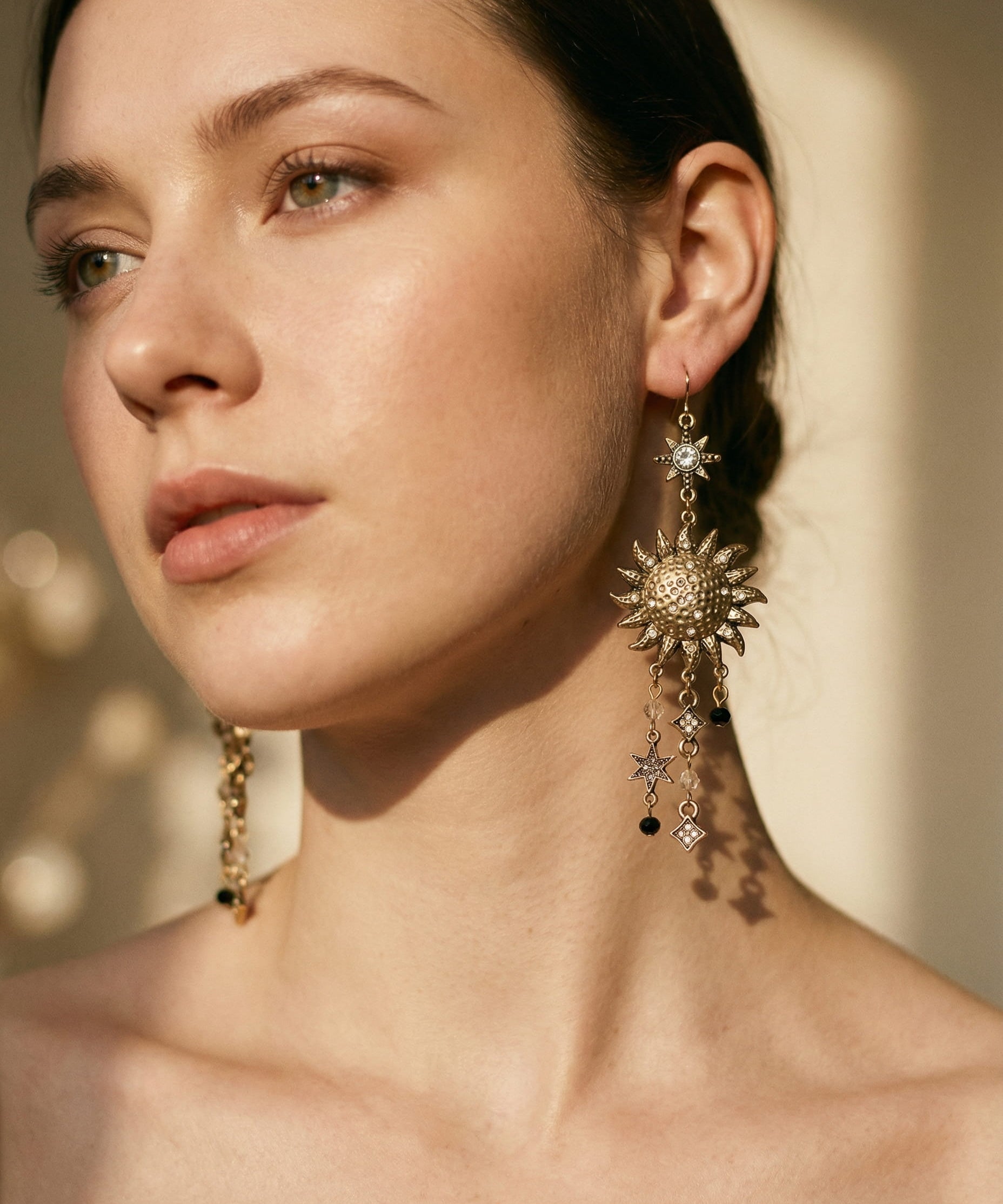 Sun and Moon Drop Earrings