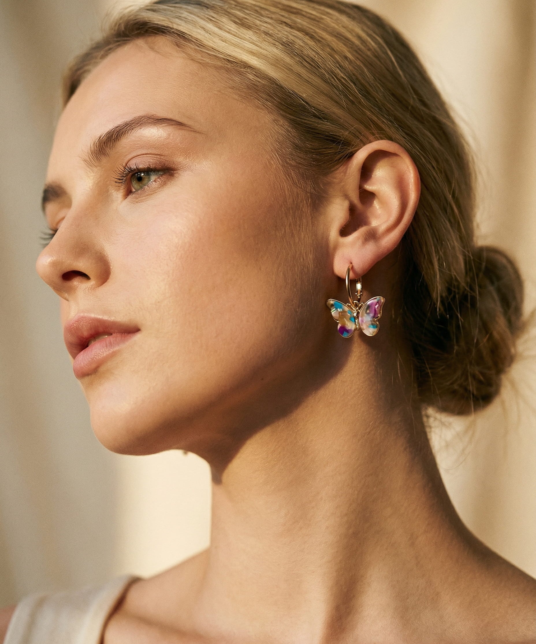 Hand-Painted Enamel Crystal Butterfly Earrings