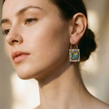 "Antique" Blue and Green Crystal Earrings