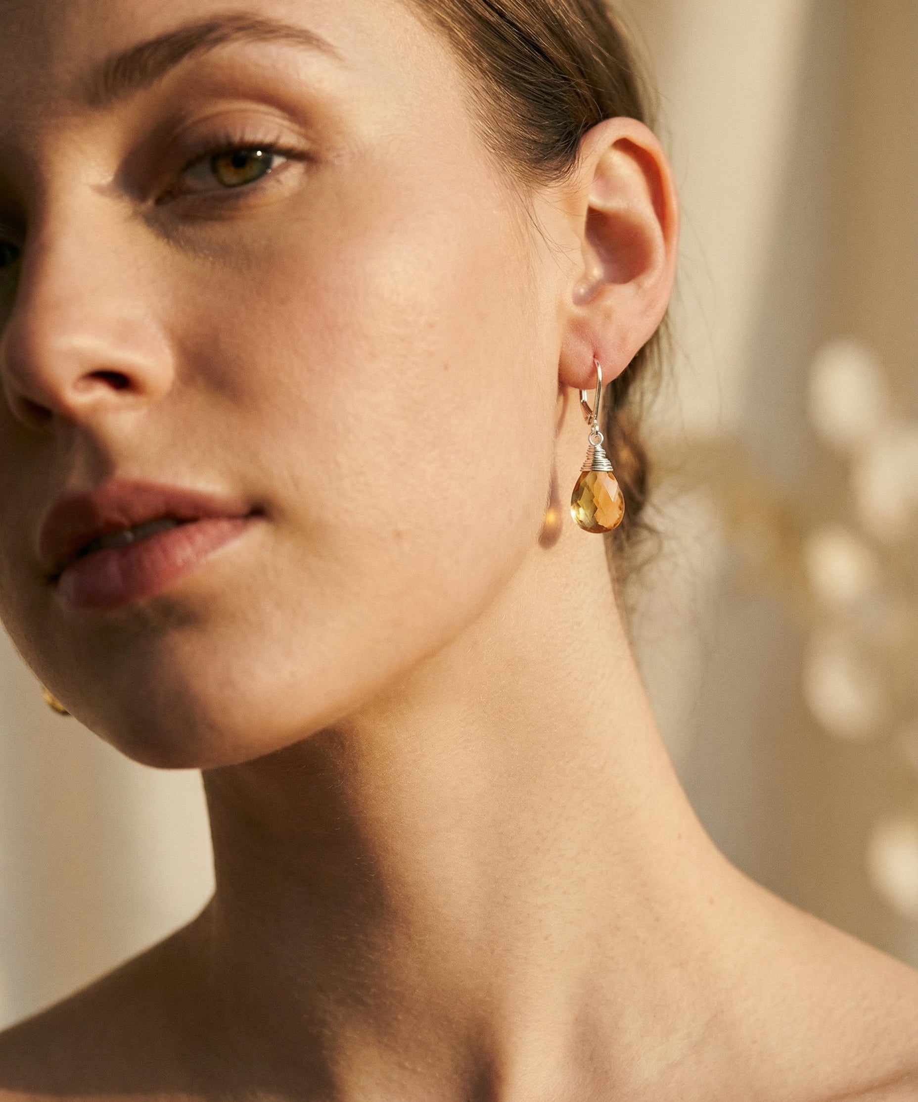 Vintage Yellow Crystal Drop Earrings