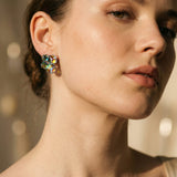 Elegant Gold Multicoloured Cubic Zirconia Earrings