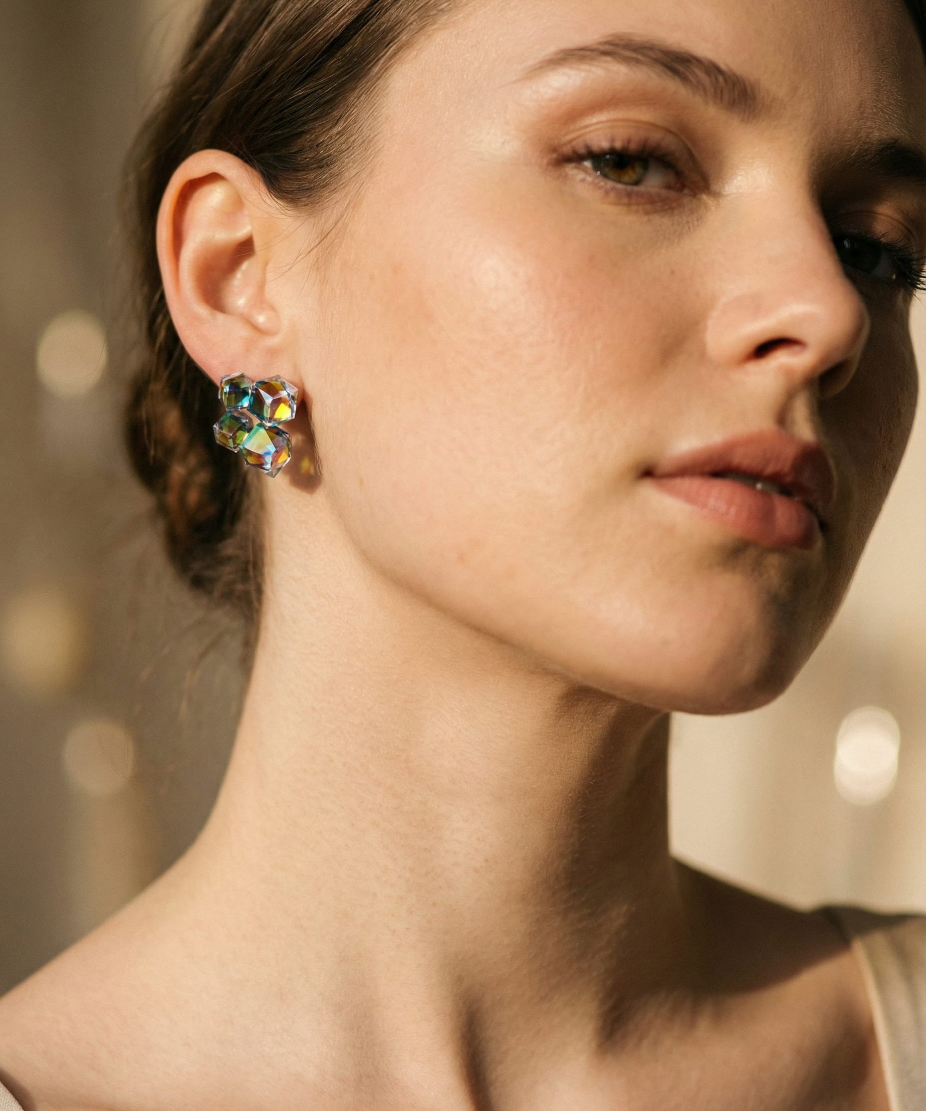 Elegant Gold Multicoloured Cubic Zirconia Earrings