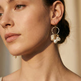 Vintage Gold Pearl and Flower Drop Earrings