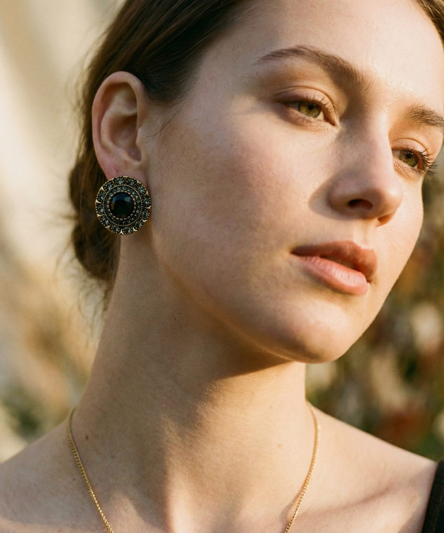 Elegant Round Black Crystal Earrings