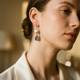 Vintage Silver Natural Stone and Pearl Earrings