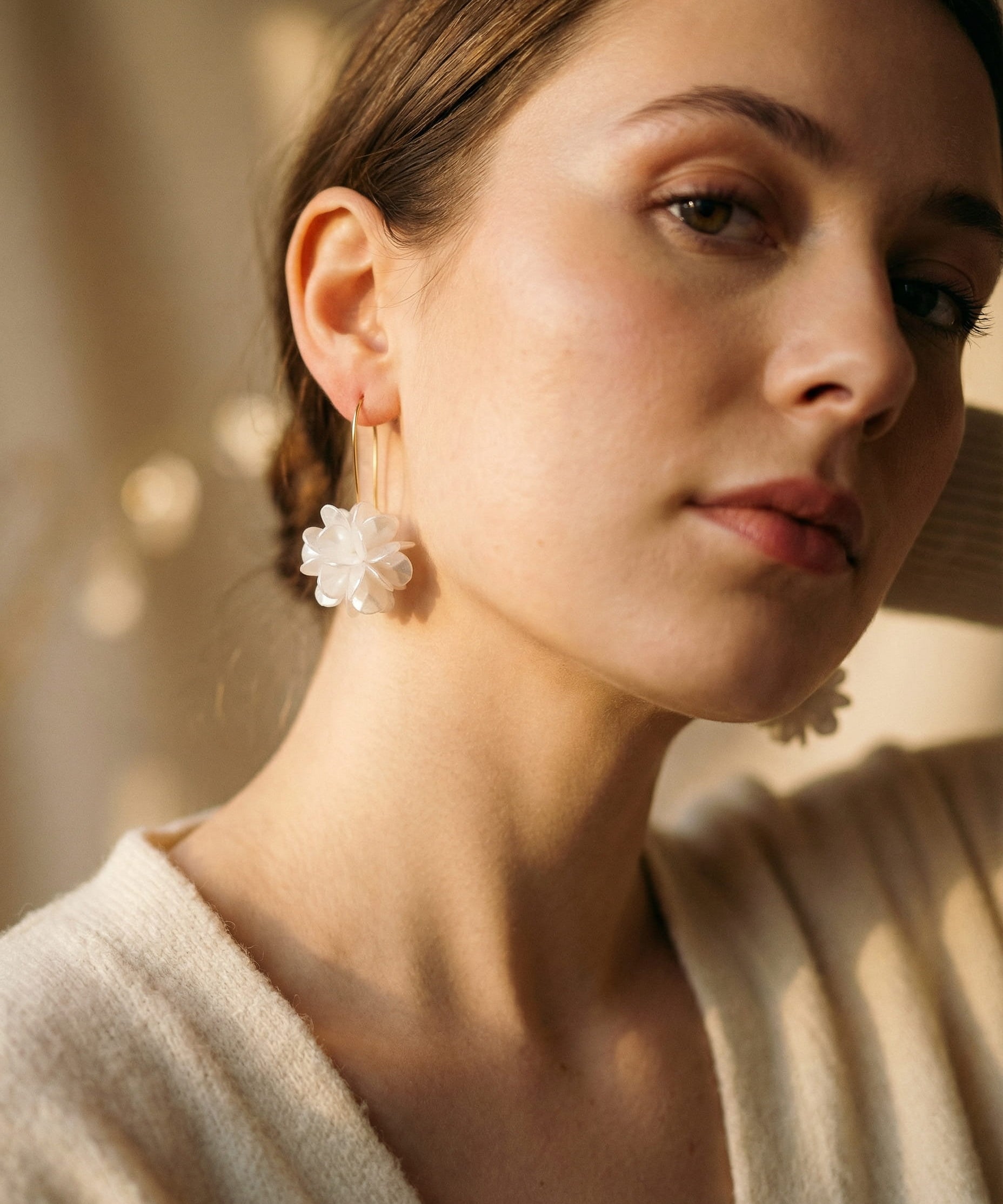 Elegant White Flower Earrings