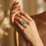 Vintage Silver Glass Turquoise Ring Set
