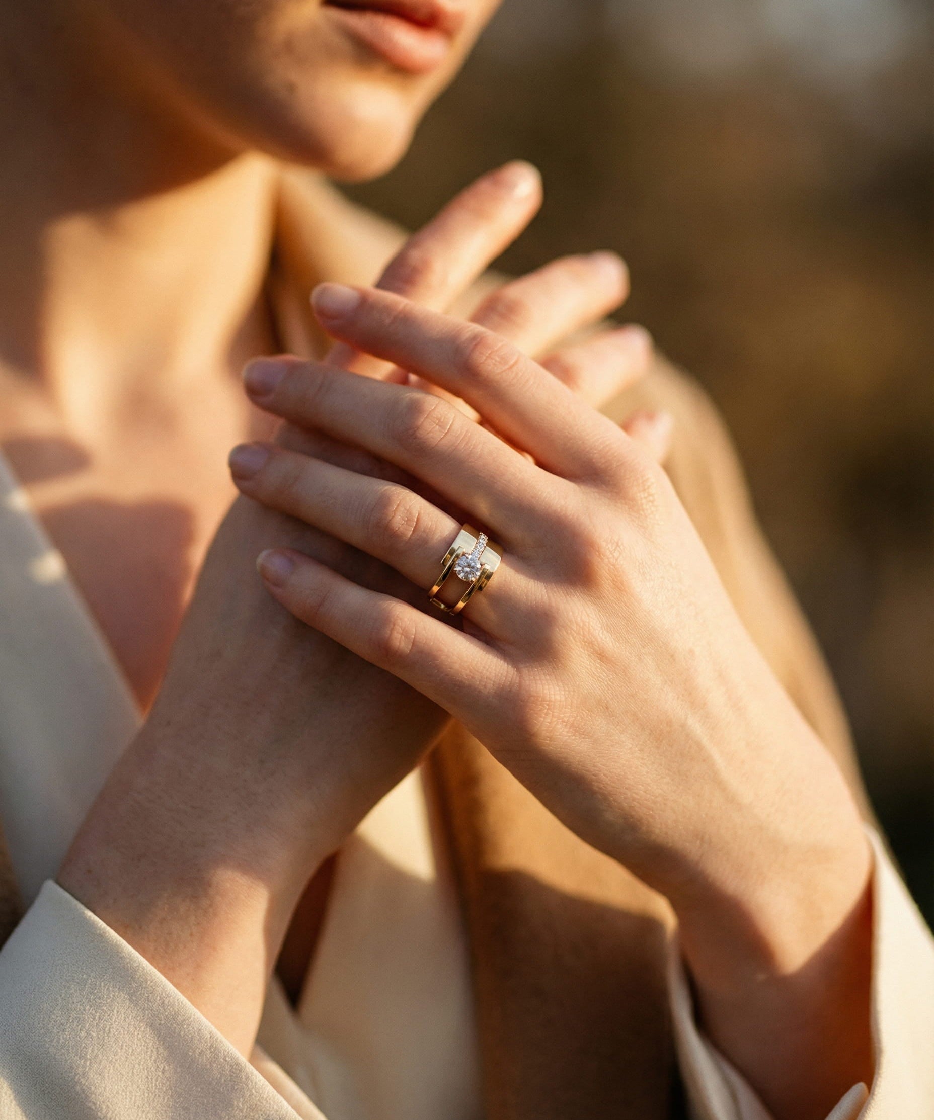 Vintage Irregular Gold Cubic Zirconia Ring