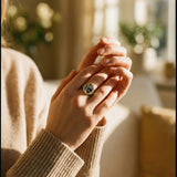 Vintage Gold Blue Flower Ring