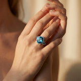 Vintage Silver Blue Crystal Ring