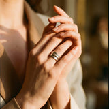 Vintage Silver Cubic Zirconia and Gold Thread Ring