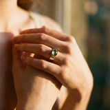 Vintage Green Round Stone Ring