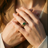 Gold Green and Blue Crystal Ring