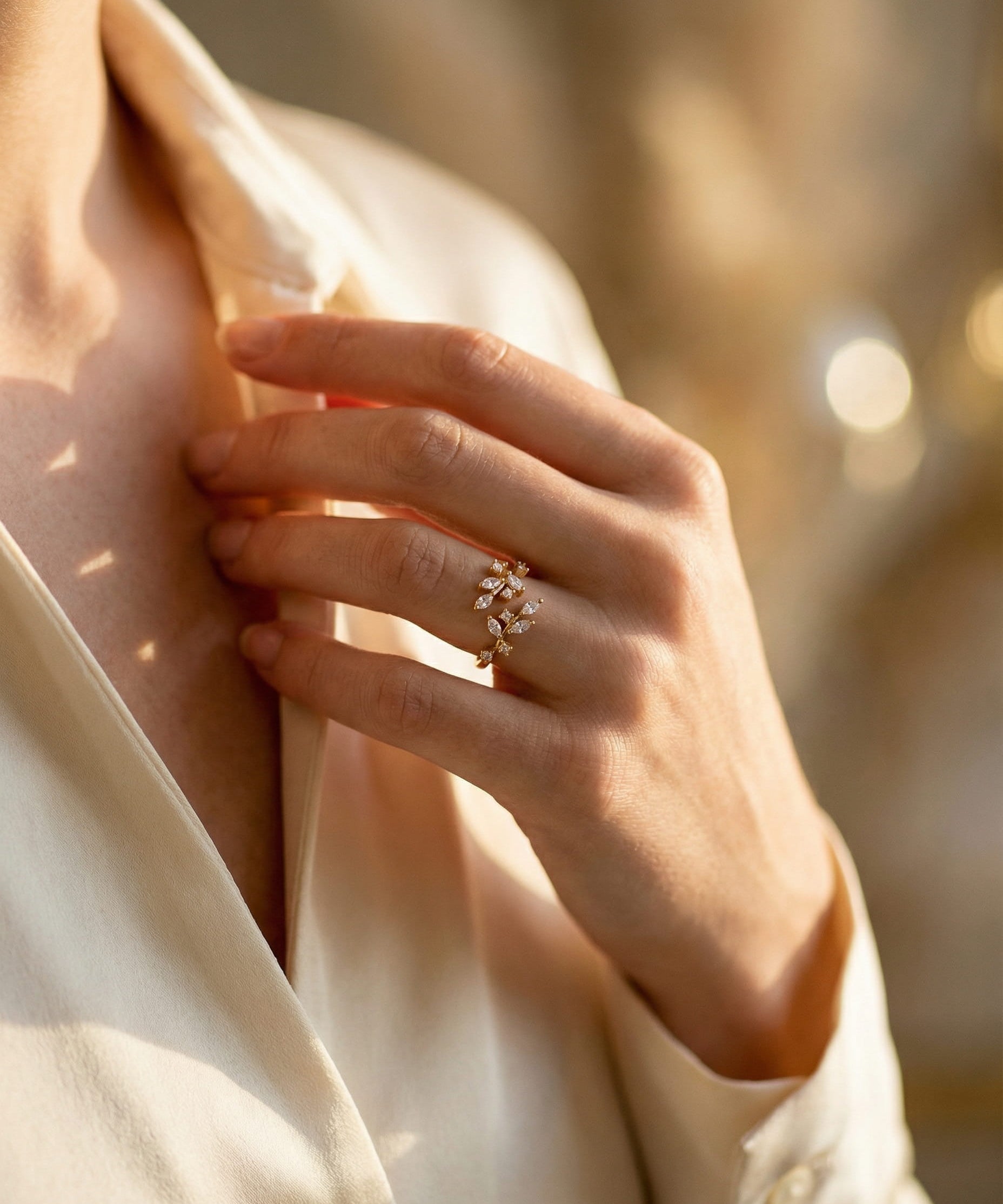 Crystal Leaf Ring