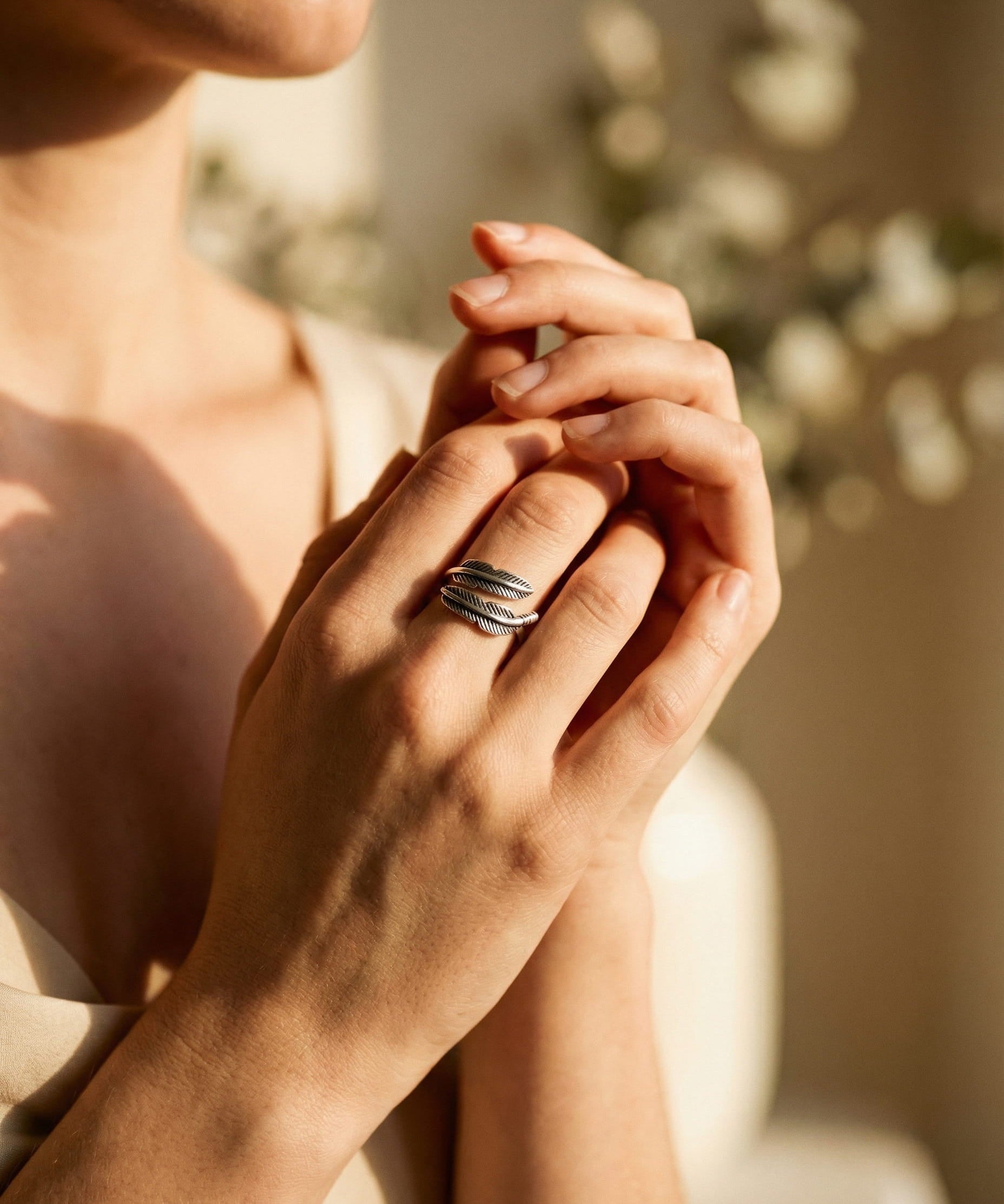 Angel's Feather - Adjustable Memorial Ring