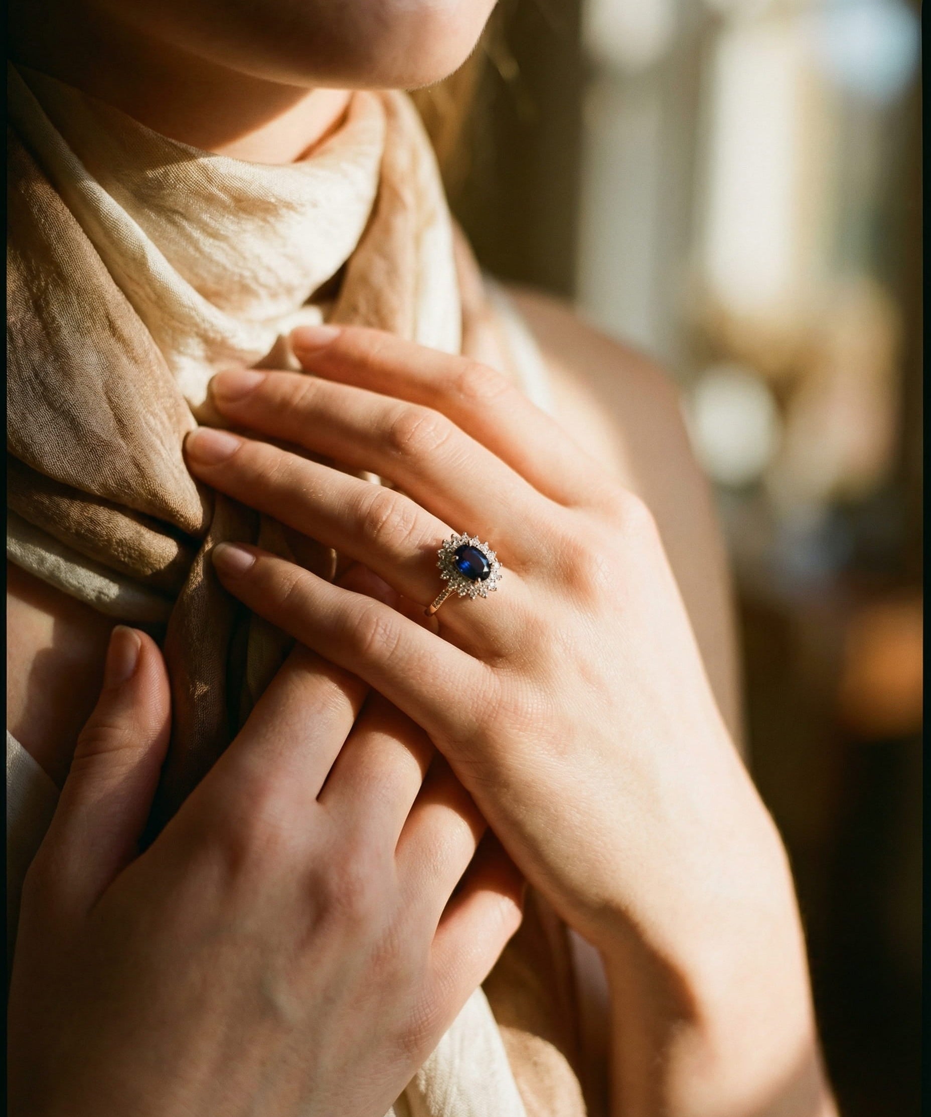 Sparkling Dark Blue Cubic Zirconia Ring