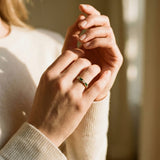 Green Cubic Zirconia Inlay Gold Ring