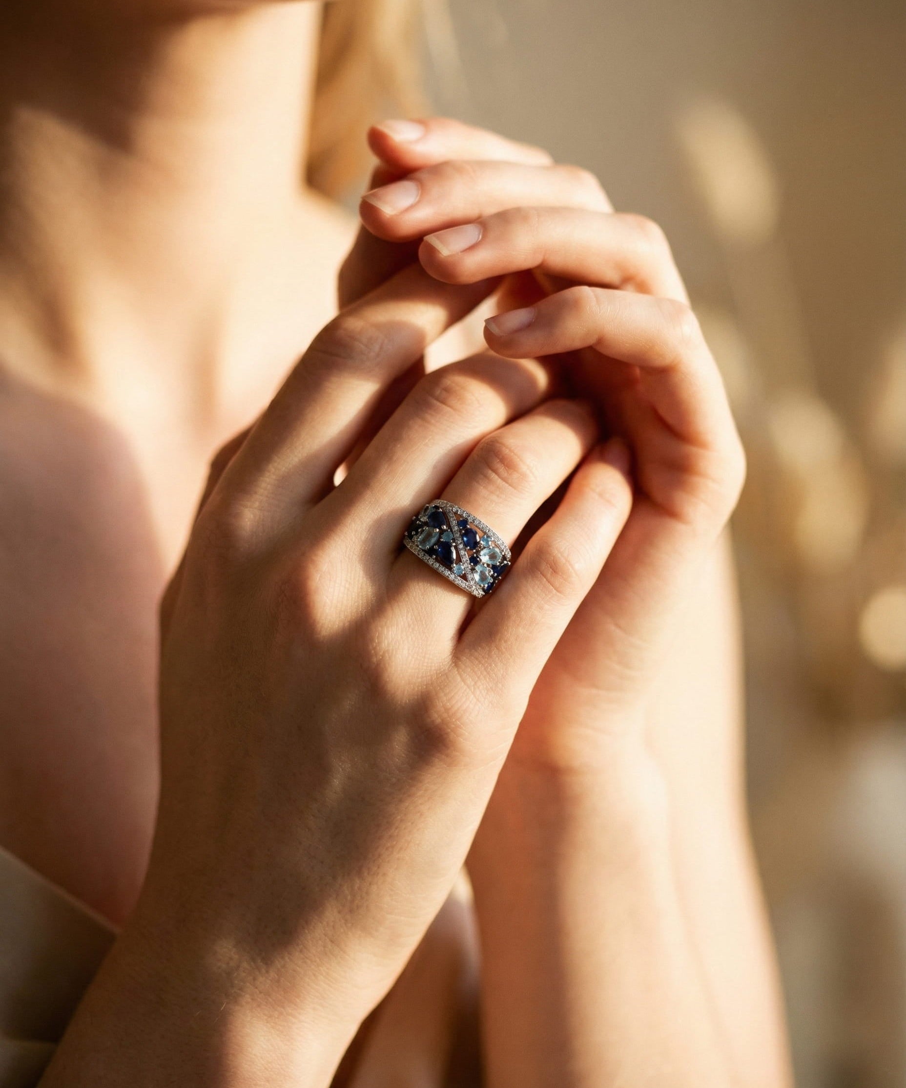 Vintage Silver Blue Sparkle Ring