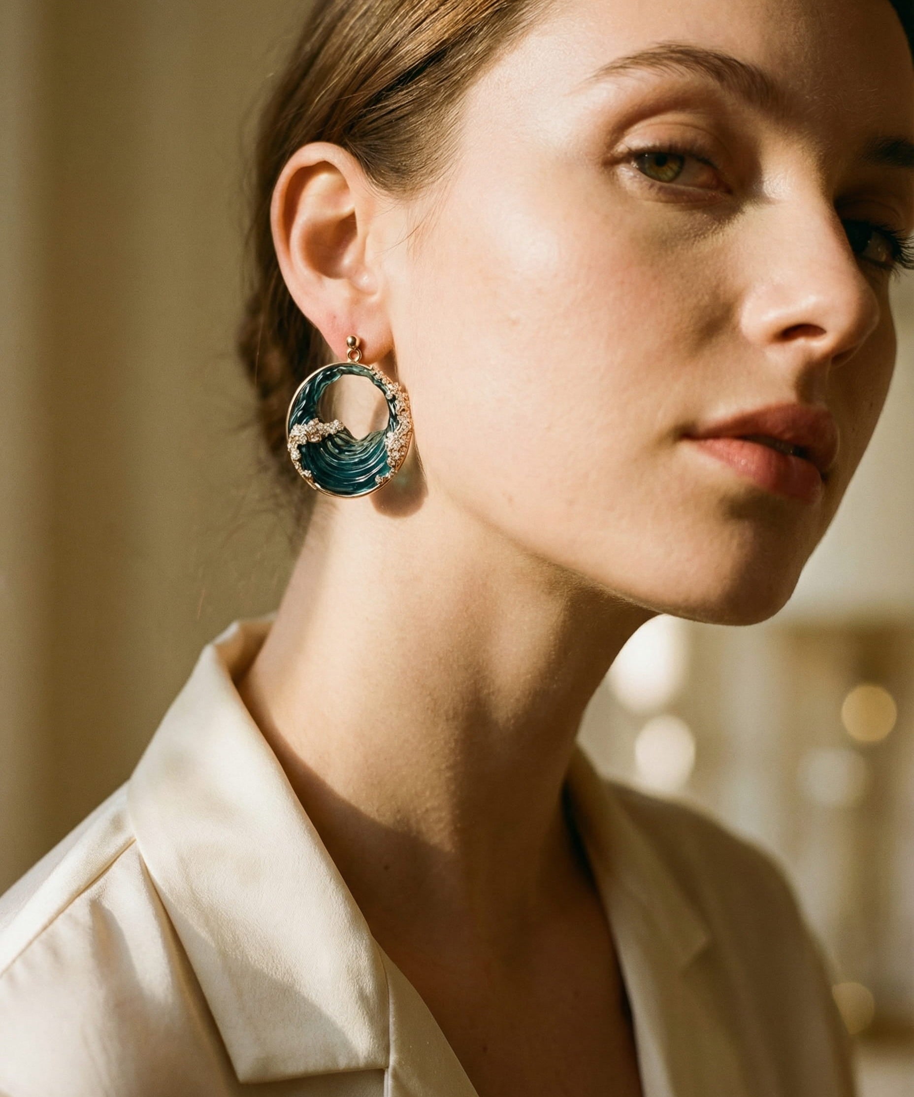 Vintage Round Ocean Earrings