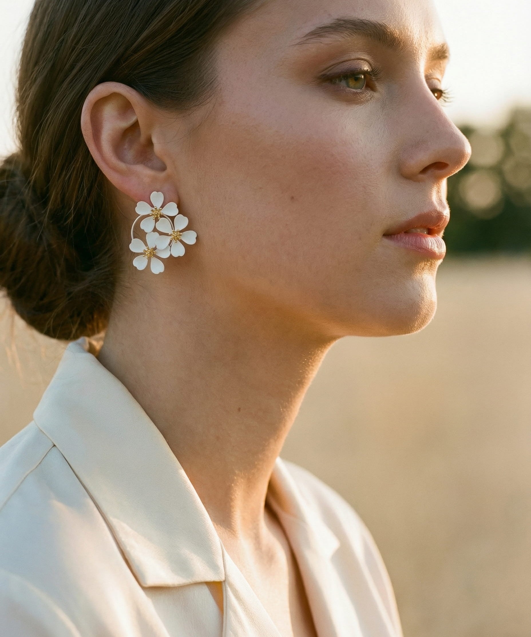 Vintage White Flower Earrings