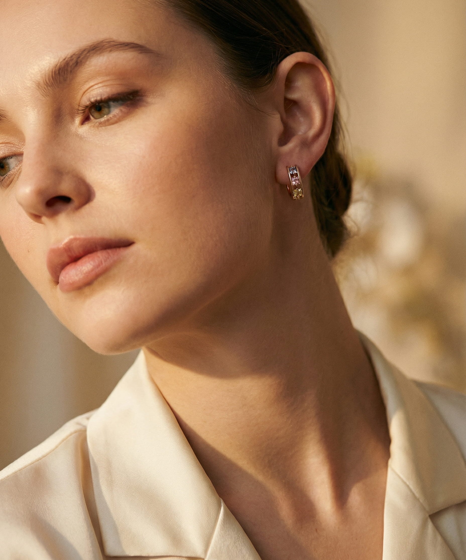 Multicoloured Gold Cubic Zirconia Earrings