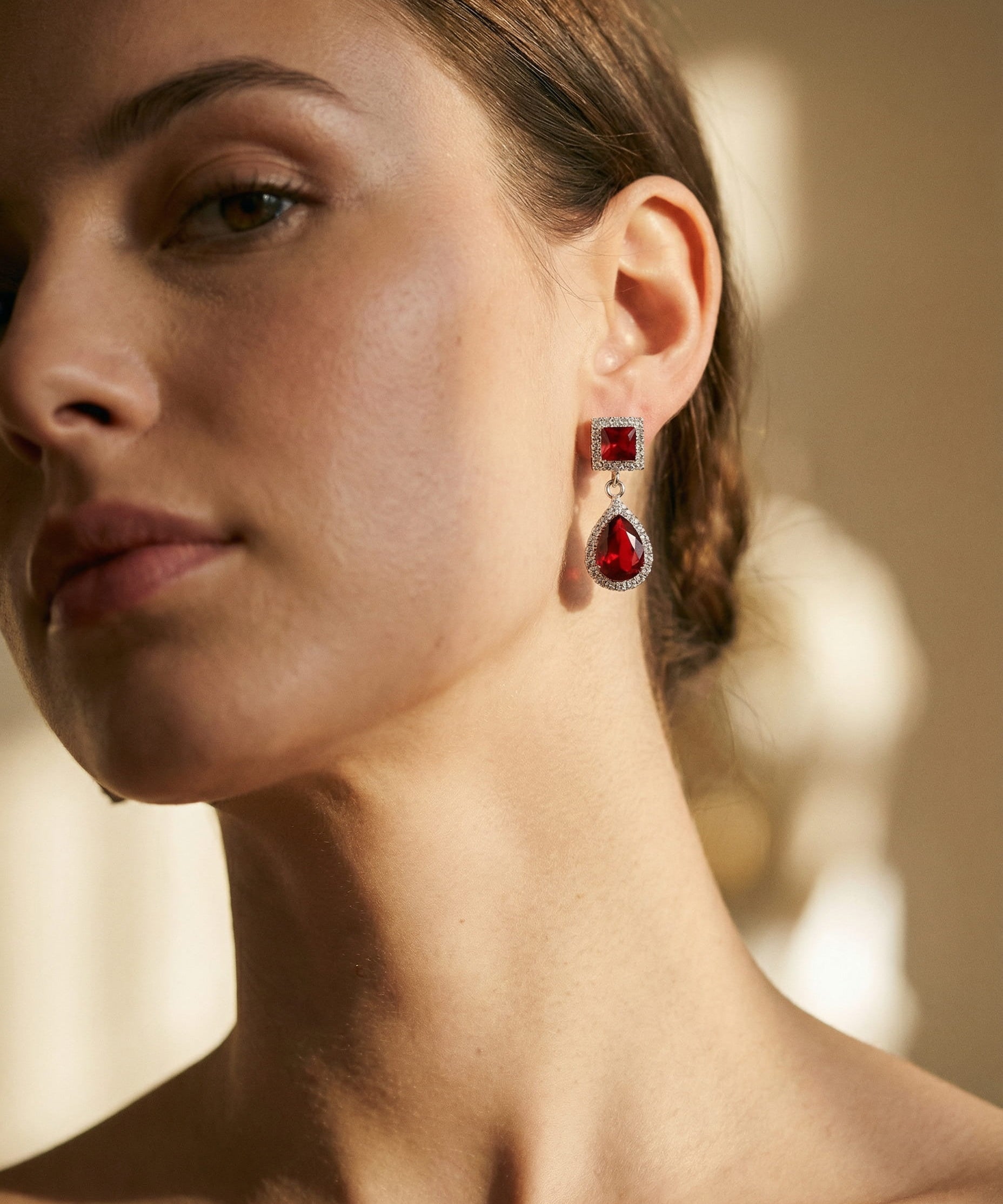 Red Drop Set – Choker and Drop Earrings