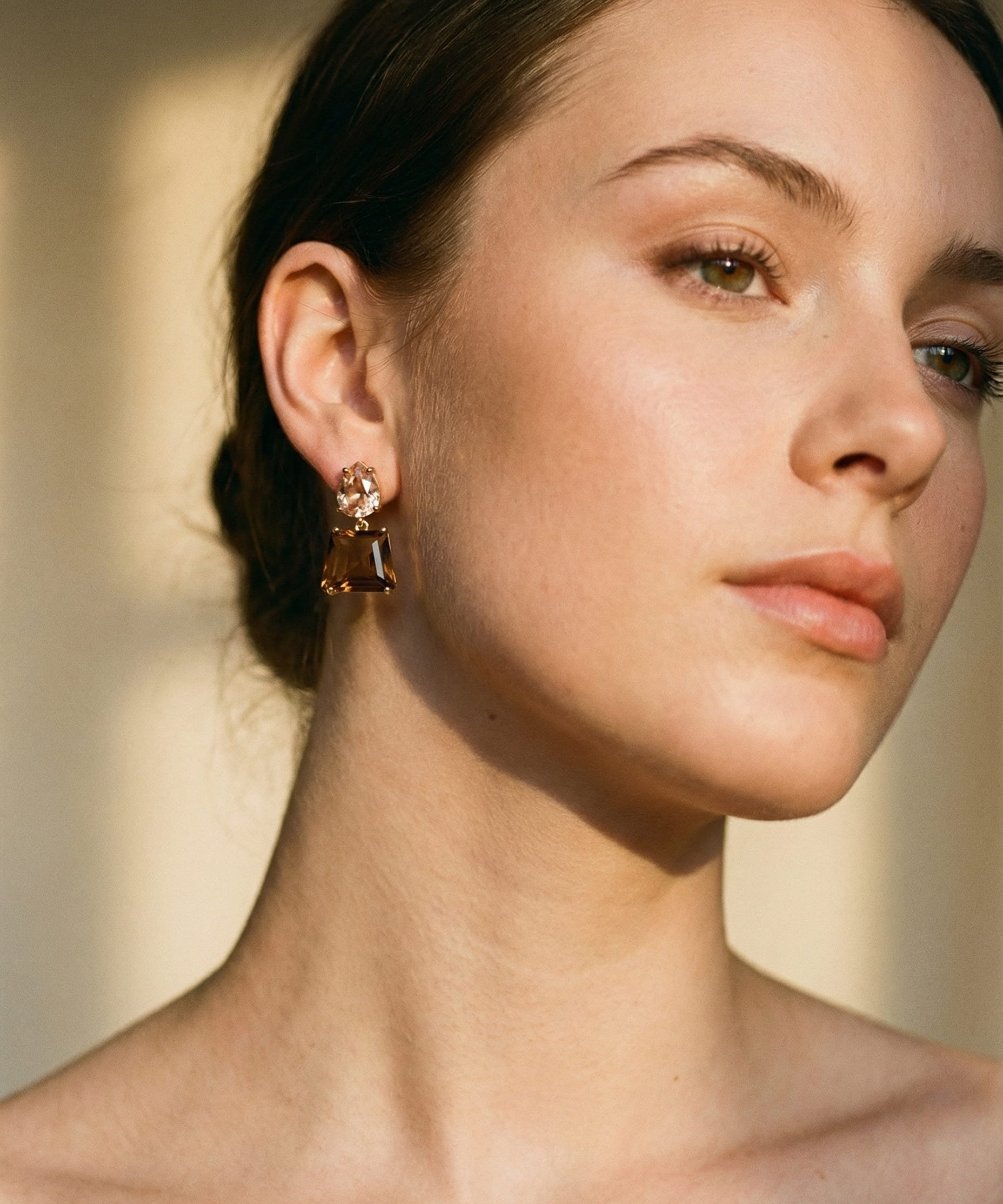 Elegant Gold Desert Crystal Earrings