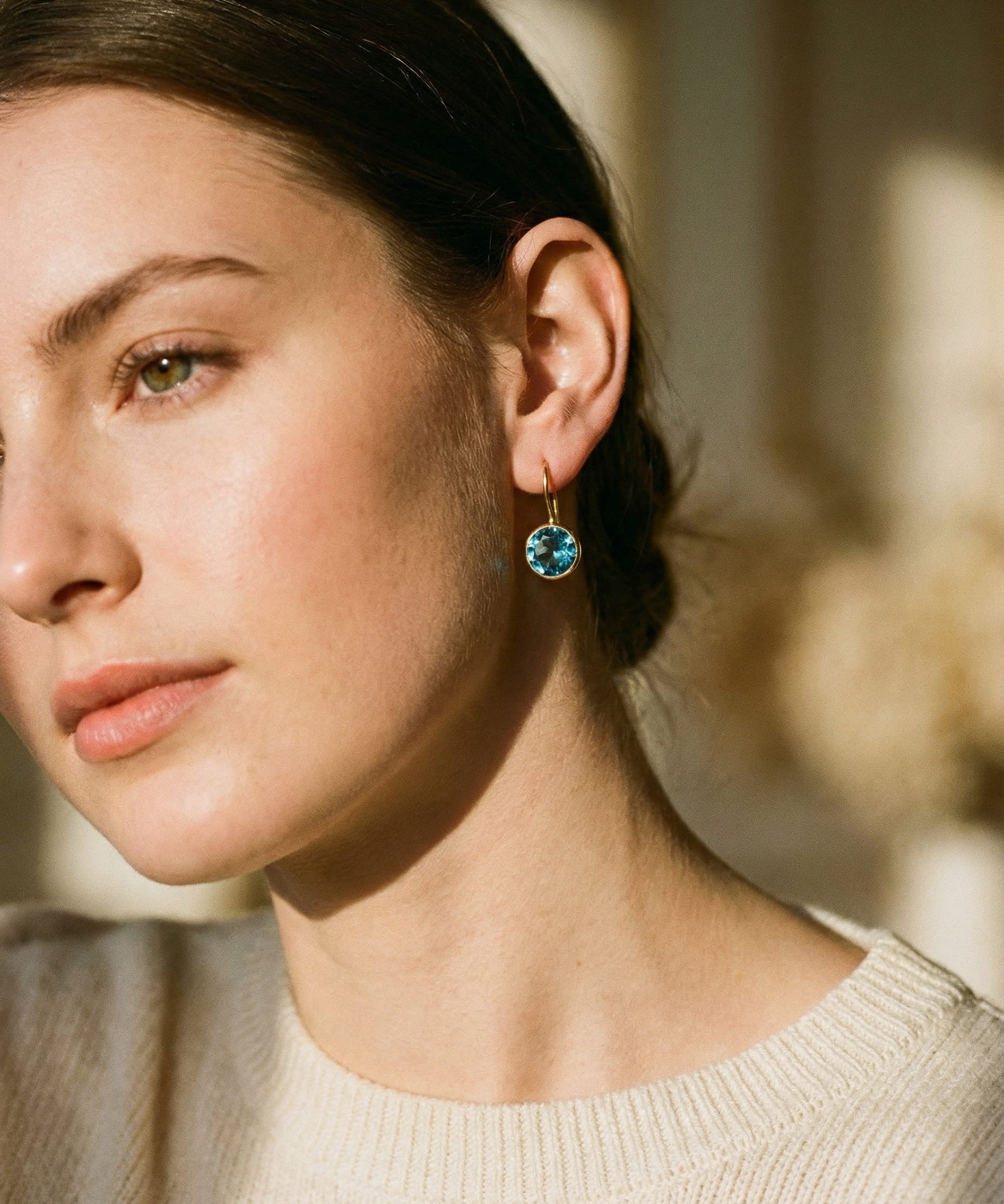 Vintage Gold Blue Crystal Earrings
