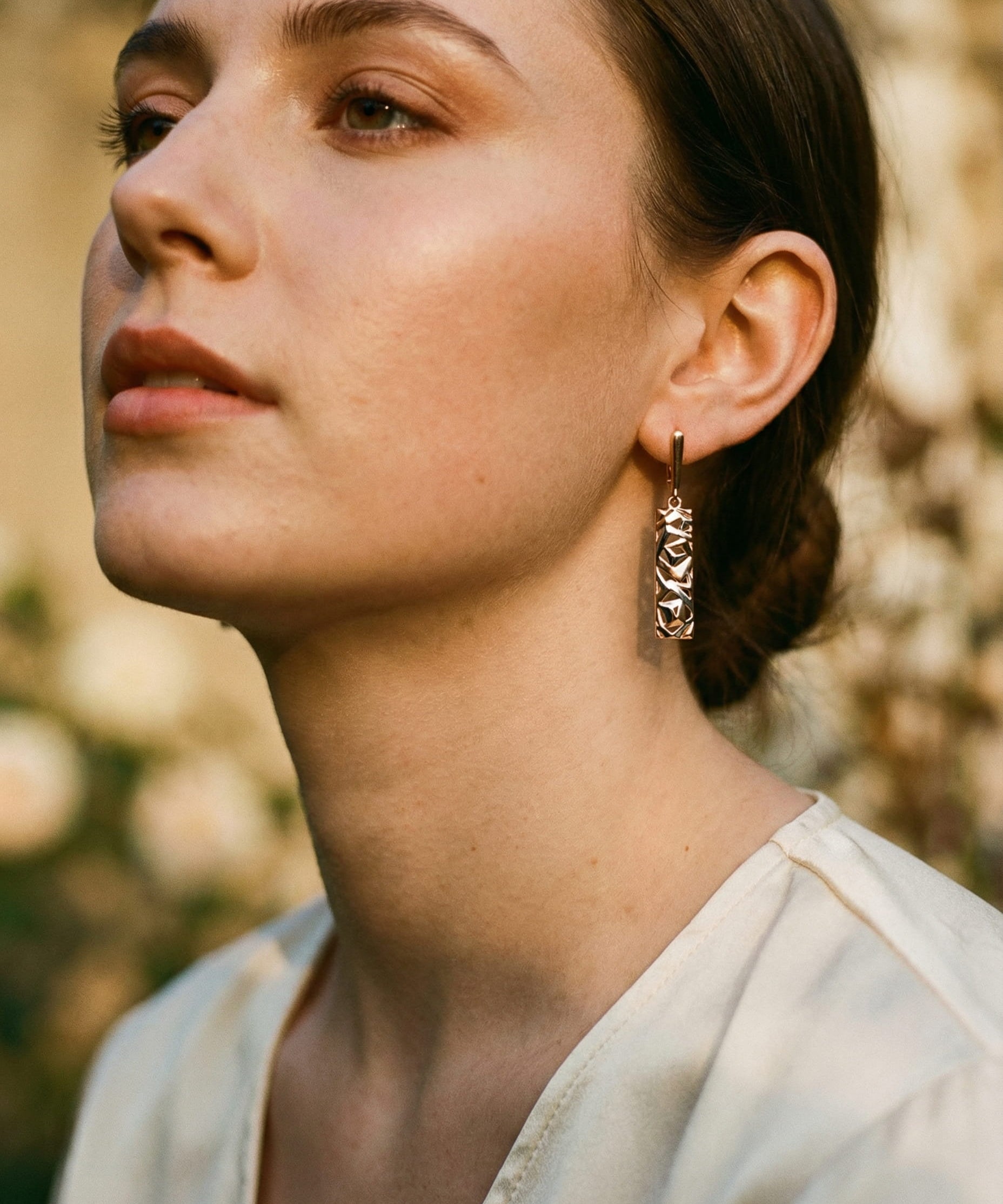 Elegant Rectangular Gold Earrings