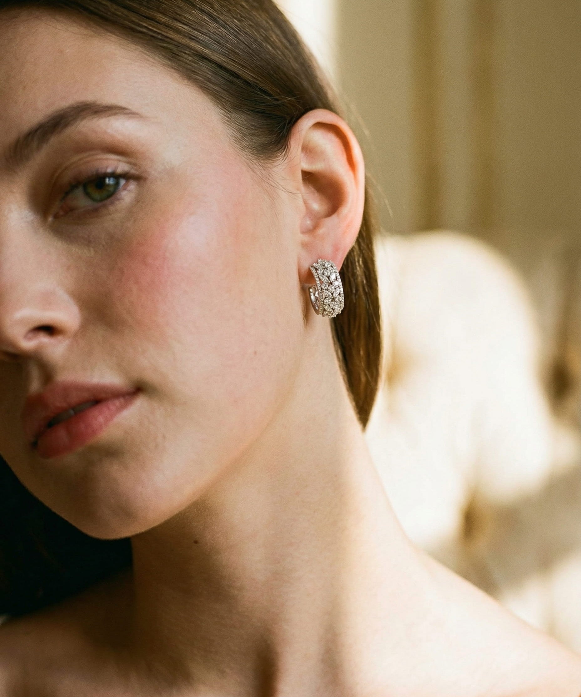 Rectangular Silver Sparkle Earrings