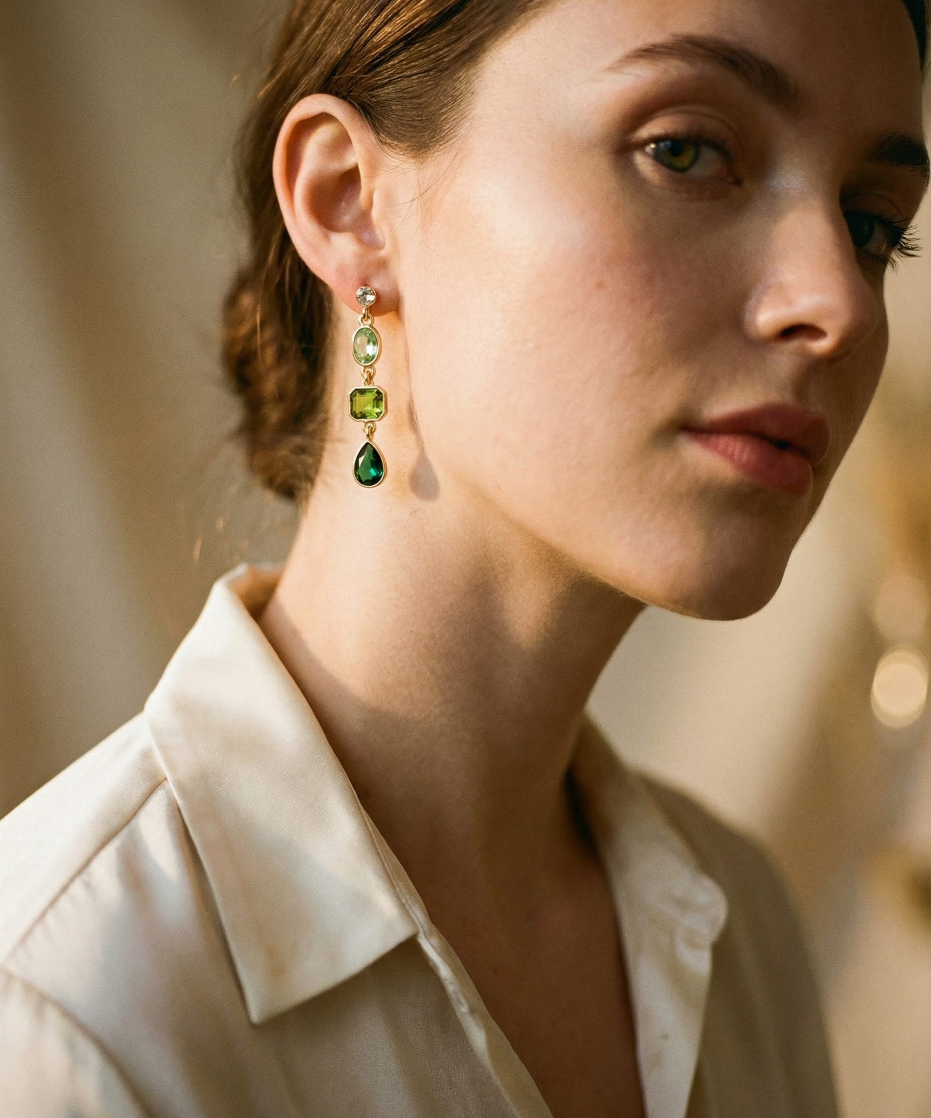 Green Stone Drop Earrings
