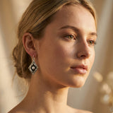 Vintage Silver Pearl Inlay Earrings