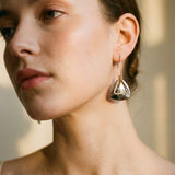 Retro Silver Triangular Pendant and Curved Hook Earrings