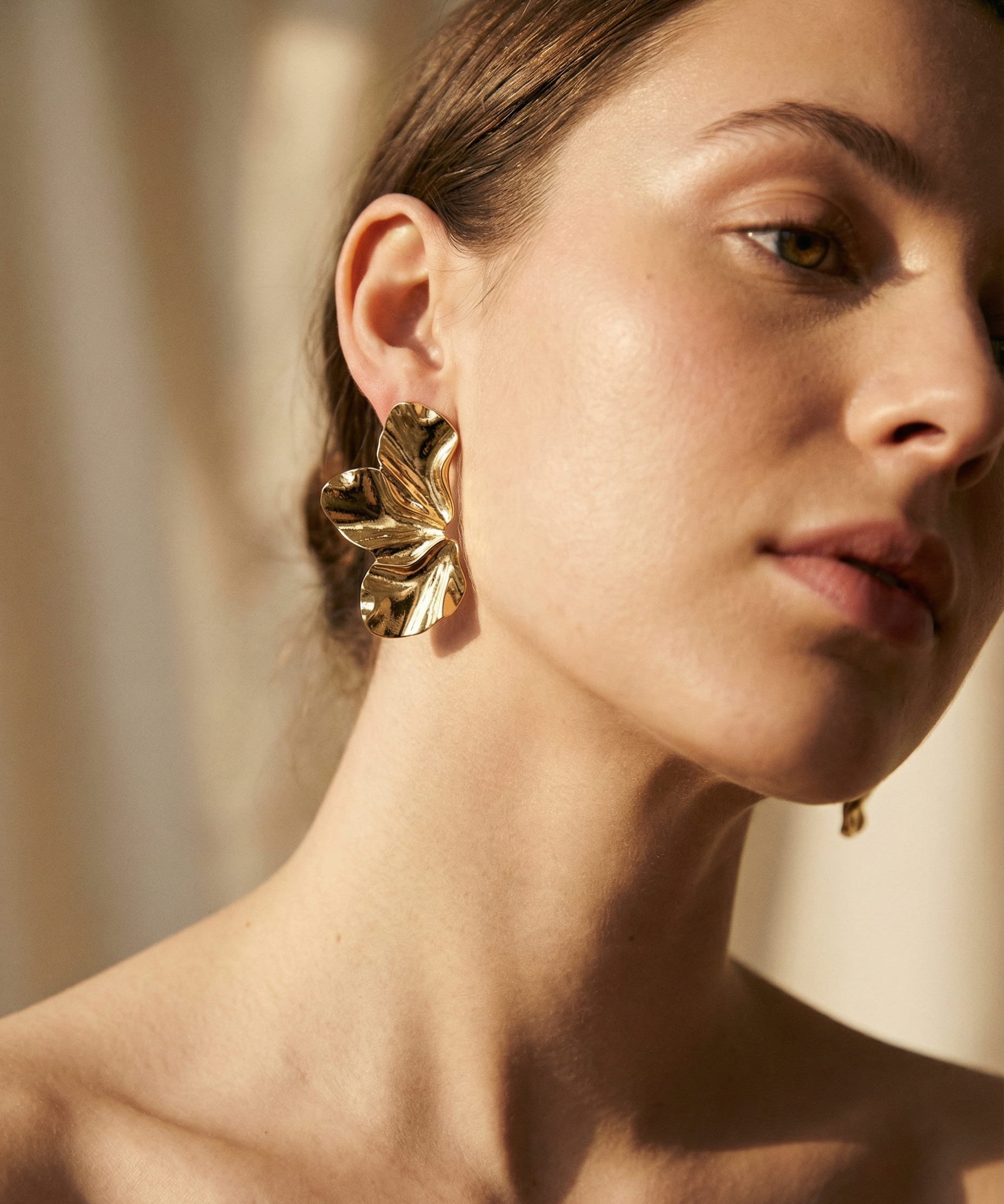 Gold 'Half Flower' Earrings