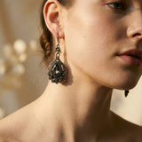 Elegant Black Crystal Mandala Earrings