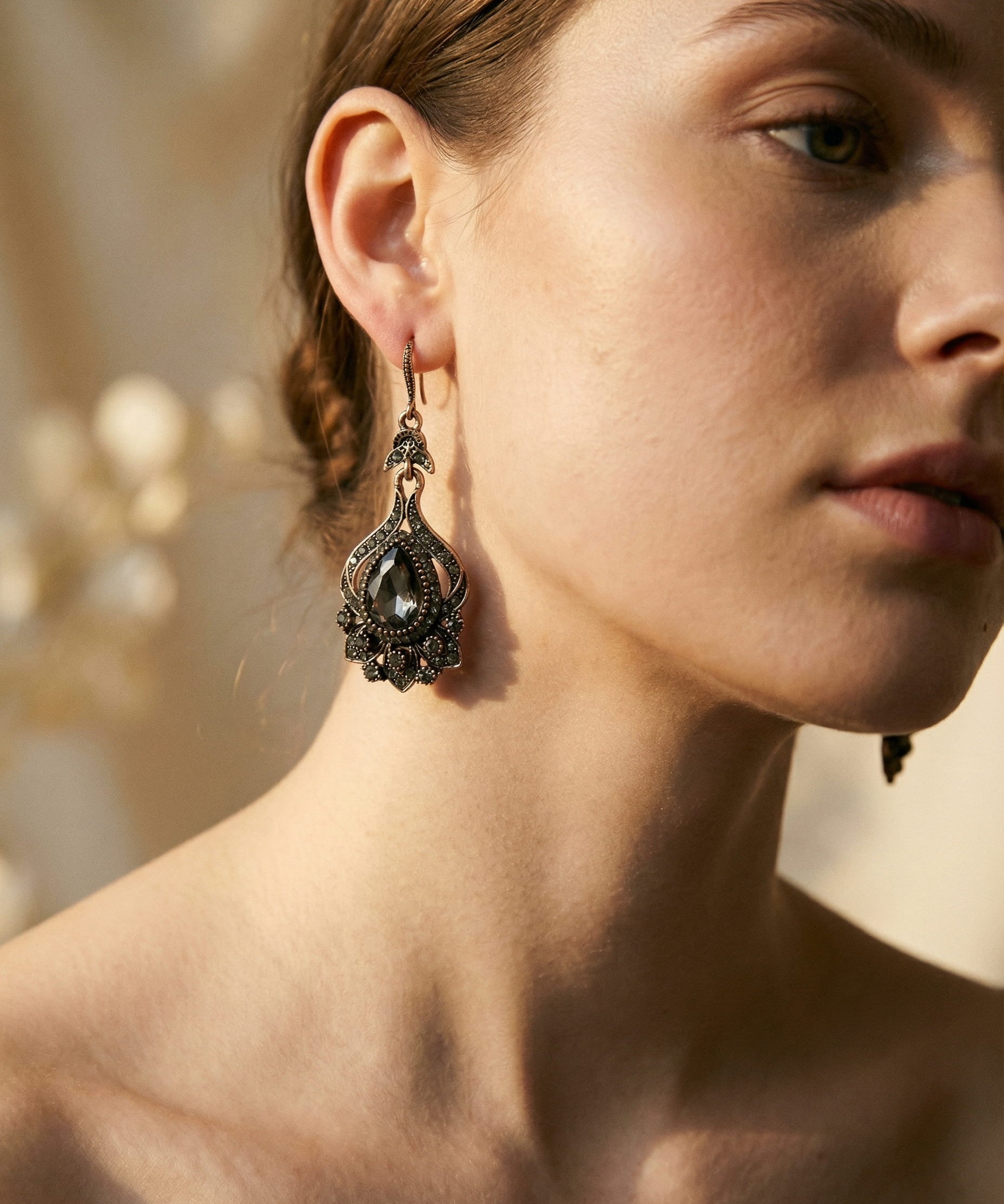 Elegant Black Crystal Mandala Earrings