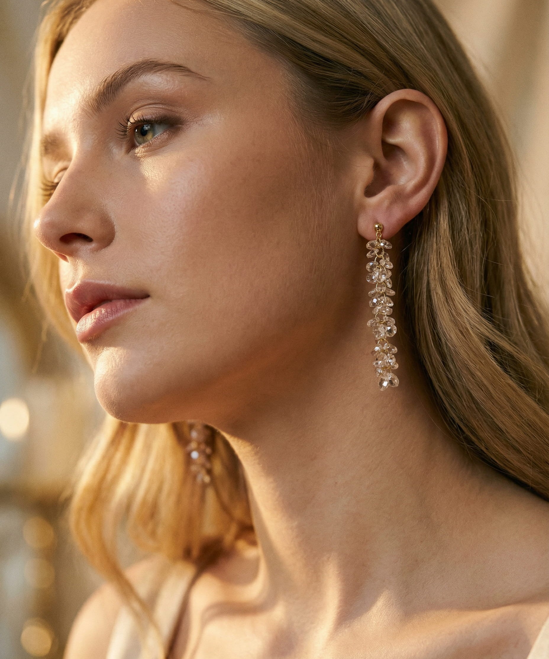 Gold Cubic Zirconia Drop Earrings