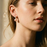 Gold Pink Pearl Cubic Zirconia Earrings