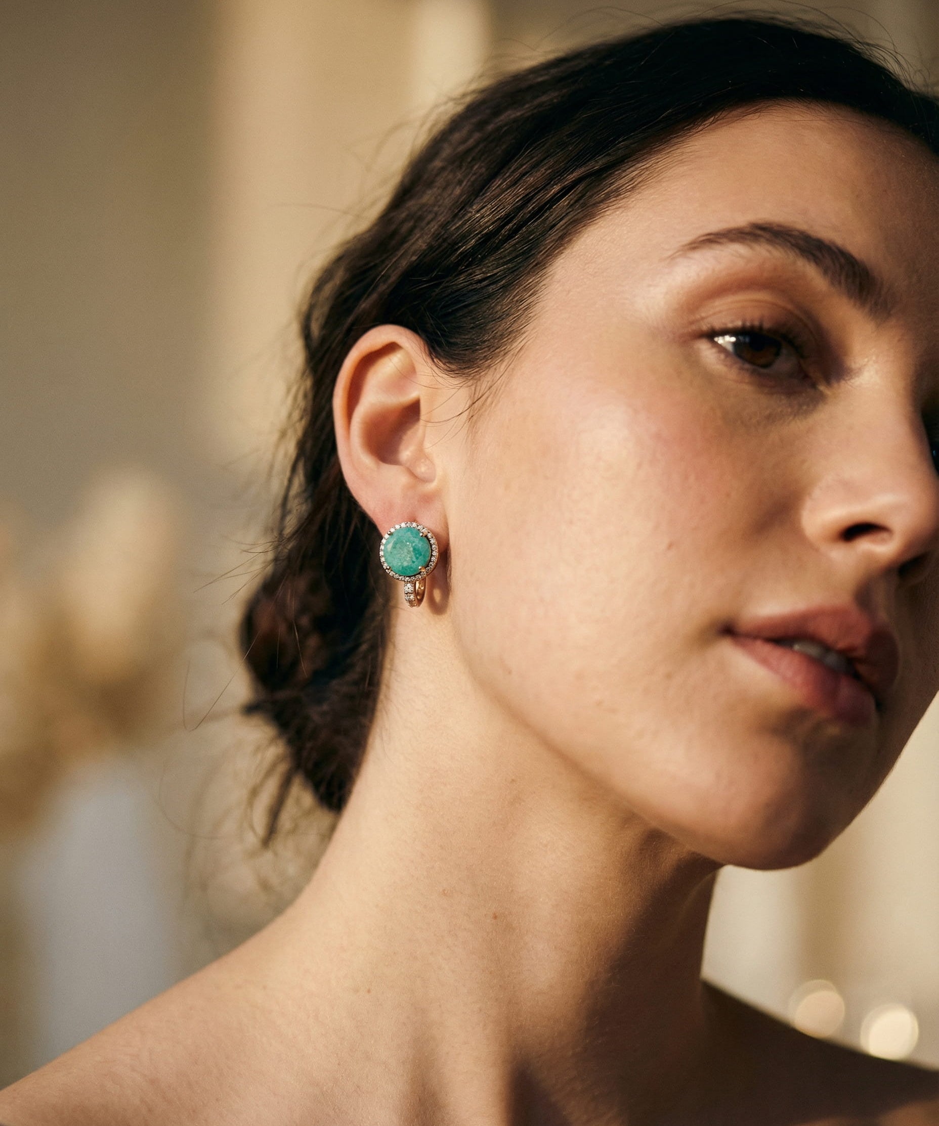 Elegant Gold Turquoise and Opal Earrings