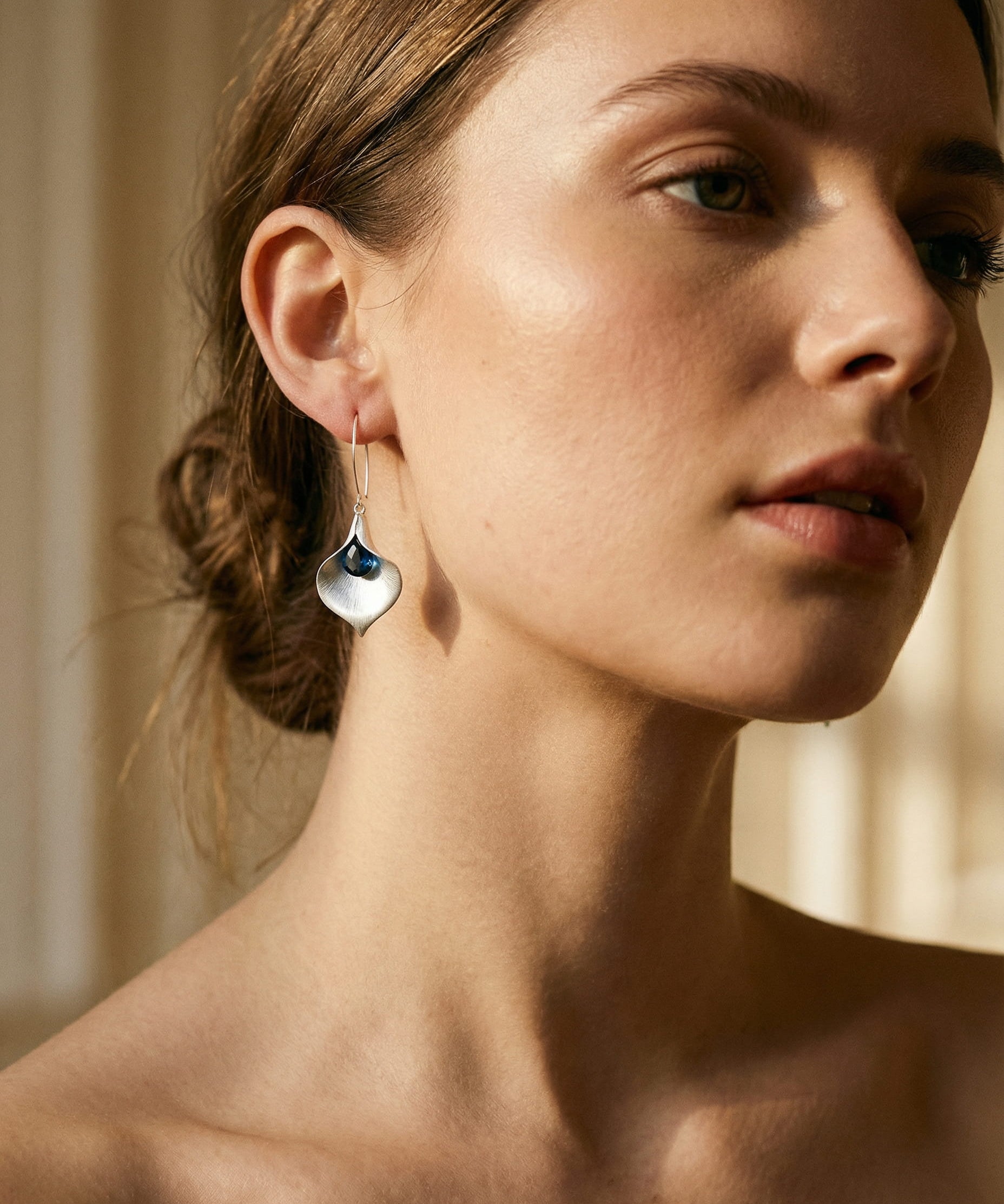 Silver Blue Lotus Earrings