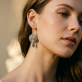 Vintage Green Stone Drop Earrings